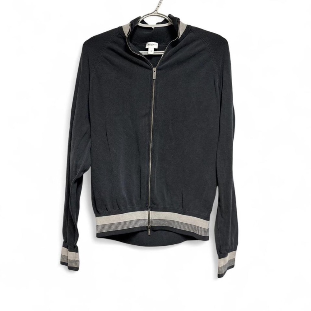 Vintage Giorgio Armani Collection Black with grey striped zip up